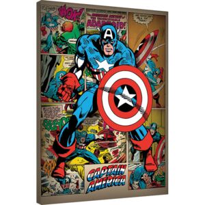 Captain America - Retro Tablou Canvas, (60 x 80 cm)
