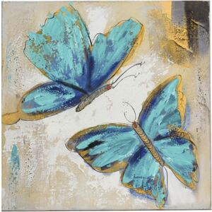 Tablou pictat manual Butterfly albastru 40x40 cm