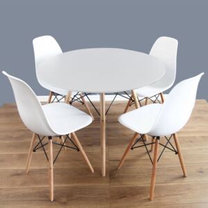 Set de masă GULDEN, masă + 4x scaune, alb/fag Expedo