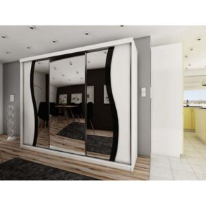 Dulap dormitor cu oglindă TALIA, 250x200x62, alb