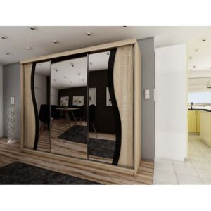 Dulap dormitor cu oglindă TALIA, 250x200x62, sonoma