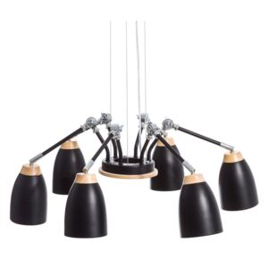 Corp de iluminat suspendat negru 6 becuri Ø 90cm H 50cm Modern Ceiling Lamp Black Metal | IXIA
