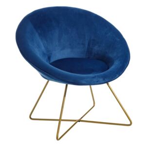 Fotoliu catifea albastru si baza din alama Chair Velvet Blue | IXIA