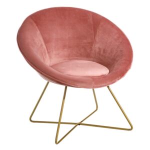 Fotoliu catifea roz si baza din alama Chair Velvet Pink