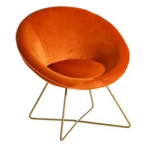 Fotoliu catifea orange si baza din alama Chair Velvet Orange | IXIA