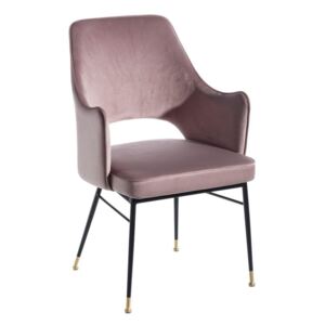 Scaun dining din catifea roz Armchair Pink Fabric-Metal | IXIA
