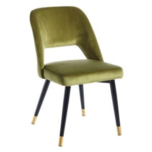 Scaun dining din catifea verde Chair Green Fabric-Metal