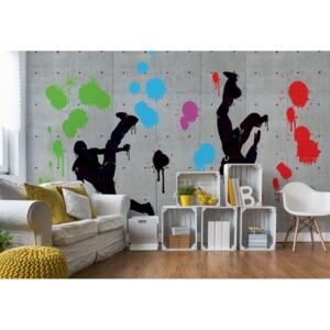 Fototapet - Graffiti Concrete Wall Dancers Vliesová tapeta - 254x184 cm