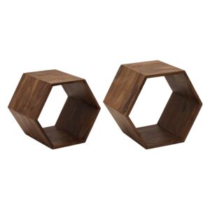 Set 2 rafturi din lemn Regal Hexagon Sheesham | INVICTA INTERIOR