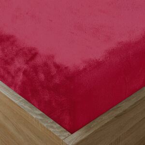 Goldea cearceafuri de pat din microflanel cu elastic - roșu-închis 90 x 200 cm