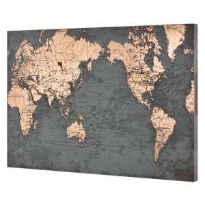 [art.work] Design fotografie de perete imprimata pe hartie pergament - harta lumii Model 1- cu rama ascunsa - 60x90x3,8cm