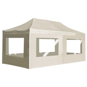 Cort de petrecere pliabil cu pereți, crem, 6 x 3 m, aluminiu