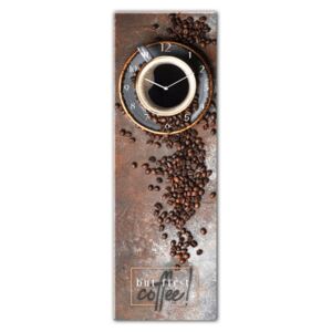 Ceas de perete din sticlă Styler First Coffee, 20 x 60 cm