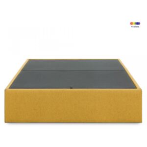Cadru pat galben mustar din lemn si textil cu spatiu pentru depozitare 140x190 cm Matters La Forma