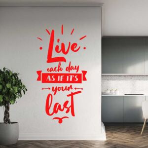 GLIX Live each day - autocolant de perete Rosu 40x20 cm