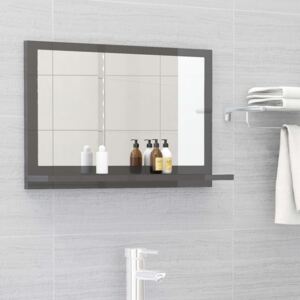 Oglindă de baie, gri extralucios, 60x10,5x37 cm, PAL