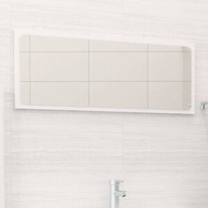 Oglindă de baie, alb extralucios, 90x1,5x37 cm, PAL