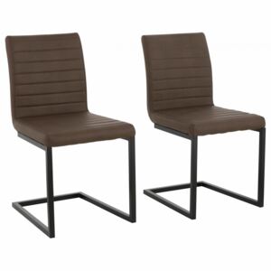 Set de 2 scaune Sabine piele sintetica/metal, maro 54 x 59 x 87 cm