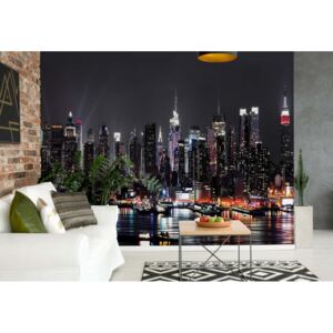 Fototapet - New York City Skyline At Night Papírová tapeta - 184x254 cm