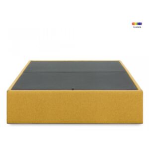 Cadru pat galben mustar din lemn si textil cu spatiu pentru depozitare 150x190 cm Matters La Forma