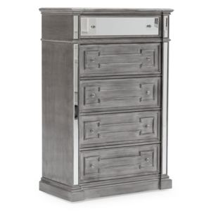 Cabinet din lemn de pin si MDF, cu 5 sertare Ophelia Silver, l91,5xA48,3xH139,7 cm