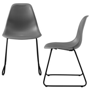 [en.casa]® Set Corina 2 bucati scaune design - 82 x 46,5cm - cu picioare metalice - gri inchis