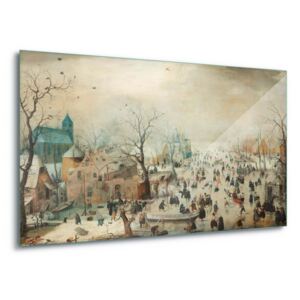 GLIX Tablou pe sticlă - Winter Landscape With Skaters, Hendrick Avercamp 4 x 30x80 cm
