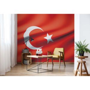 Fototapet - 3D Flag Turkey Vliesová tapeta - 250x104 cm