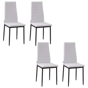 HOMCOM Set 4 scaune captusite pentru camera de zi, moderne, din metal si material textil Alb