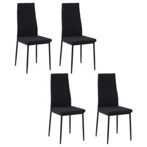 HOMCOM Set 4 scaune captusite pentru camera de zi, moderne, din metal si material textil Negru