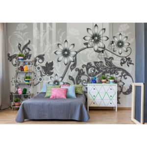 Fototapet - Floral Pattern With Swirls Vliesová tapeta - 254x184 cm