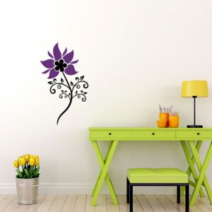 Floral decoration VIII. - autocolant de perete Negru și violet 30 x 55 cm