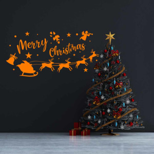 Merry Christmas Santa I. - autocolant de perete Portocaliu 100 x 50 cm