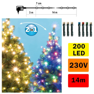 Lanț de crăciun LED exterior 200xLED/230V IP44