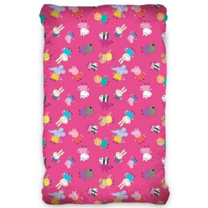 Lenjerie de pat din bumbac, Purceluș Peppa Pink,pentru copii, 90 x 200 cm