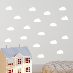 Set autocolante de perete North Carolina Scandinavian Home Decors Clouds, alb