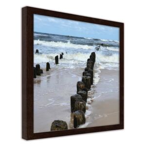 CARO Imagine în cadru - Breakwaters On The Beach 3 50x50 cm Maro