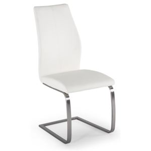 Set 2 scaune tapitate cu piele ecologica, cu picioare metalice Irma White, l45xA60xH102 cm
