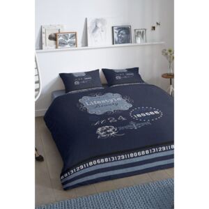 Home lenjerie de plapuma albastra din bumbac pentru un pat de o persoana Good Morning Lifestyle 140x200/220cm