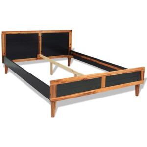 Cadru de pat negru 140 x 200 cm lemn masiv de acacia