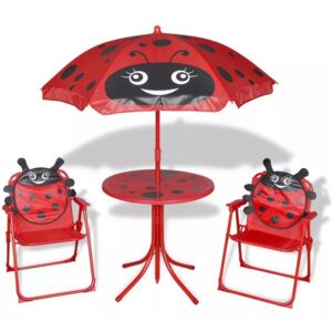 Set bistro pentru copii de grădină cu umbrelă 3 piese roșu