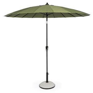 Umbrela de gradina cu picior din fier negru si copertina textil verde Atlanta Ø 270 cm x 240 h