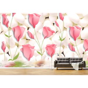 Tapet Premium Canvas - Flori reflectate in apa