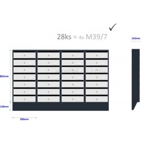 M39/7 N cutie poștală modulară conicăRAL7016 + oțel inoxidabil
