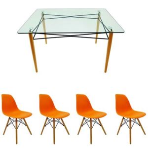 Set masă cu 4 scaune, MB-61, culoare portocaliu