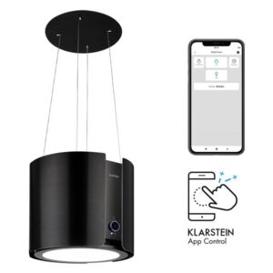Klarstein Skyfall Smart, hota insula, Ø 45 cm, recirculare, 402 m³ / h, LED, negru