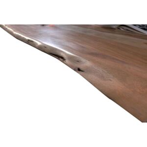 Masă de dining Freya Acacia 26 mm, 77x90x180 cm, lemn/ metal, maro/ negru