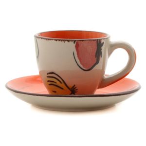 Set 6 cești de cafea cu farfurioară din ceramică Kasanova Vegetable Orange