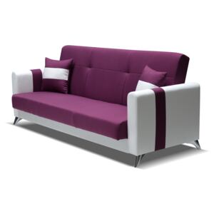 Canapea 3 locuri Kiram (alb + violet)