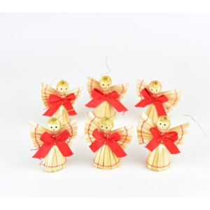 Set ornamente de Crăciun, Figurine din paie 5,5cm, 6 buc